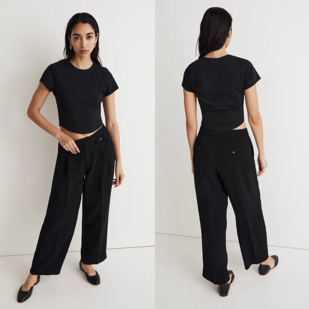 Madewell Pants Womens 14 Black Rosedale Low Rise Straight Crepe Work Effortless